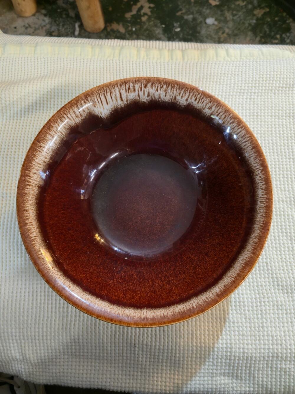 Vintage Hull Brown Drip Stoneware Bowl | Mid Century Pottery USA